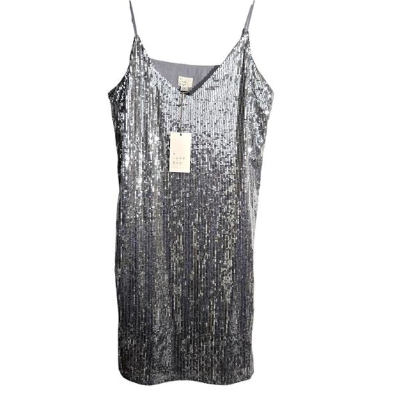 A New Day Women’s Small Silver Sequin Slip Dress NWT Party Cocktail Holiday - Picture 1 of 8
